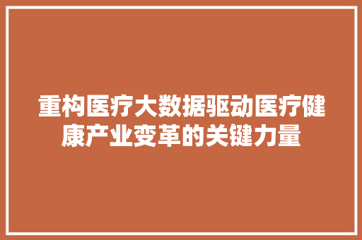 重构医疗大数据驱动医疗健康产业变革的关键力量