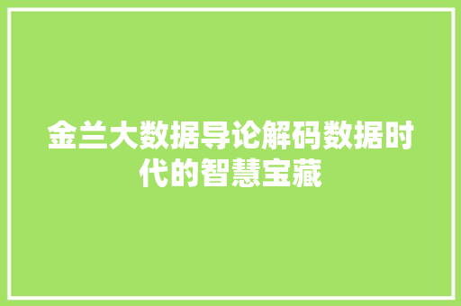 金兰大数据导论解码数据时代的智慧宝藏  第1张