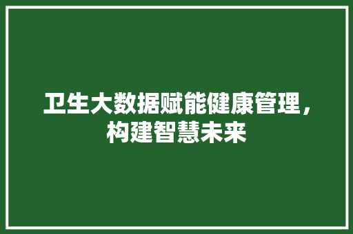 卫生大数据赋能健康管理，构建智慧未来