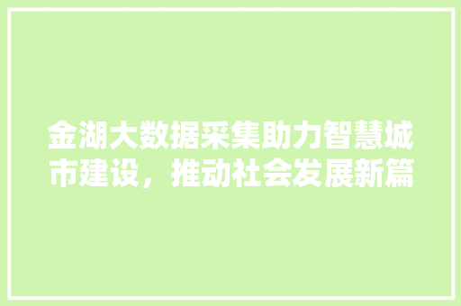 金湖大数据采集助力智慧城市建设，推动社会发展新篇章  第1张