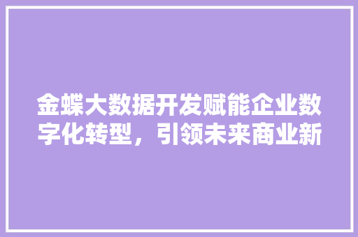 金蝶大数据开发赋能企业数字化转型，引领未来商业新格局