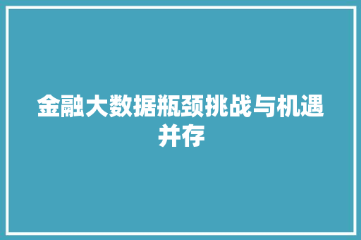 金融大数据瓶颈挑战与机遇并存  第1张
