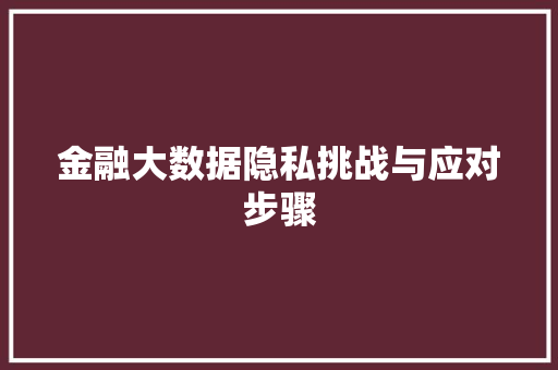 金融大数据隐私挑战与应对步骤  第1张