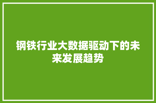 钢铁行业大数据驱动下的未来发展趋势