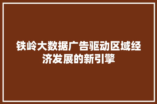 铁岭大数据广告驱动区域经济发展的新引擎  第1张