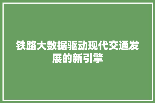 铁路大数据驱动现代交通发展的新引擎