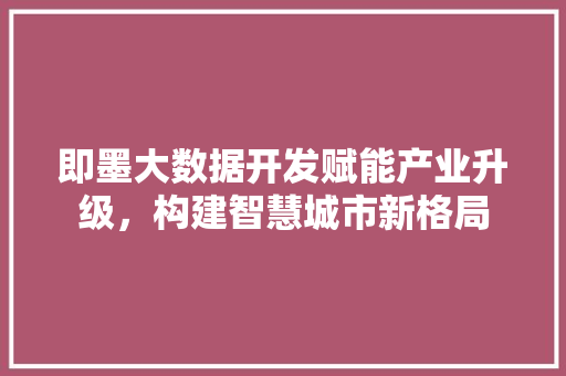 即墨大数据开发赋能产业升级，构建智慧城市新格局