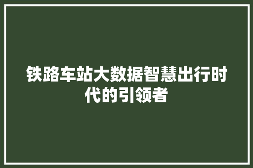 铁路车站大数据智慧出行时代的引领者