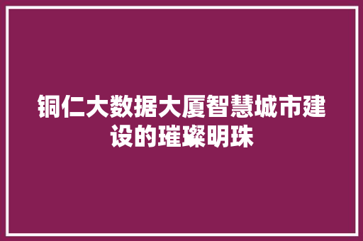 铜仁大数据大厦智慧城市建设的璀璨明珠  第1张