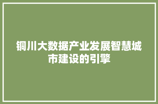 铜川大数据产业发展智慧城市建设的引擎  第1张