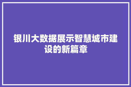 银川大数据展示智慧城市建设的新篇章  第1张