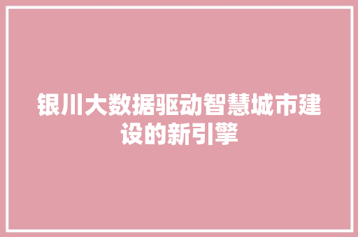 银川大数据驱动智慧城市建设的新引擎