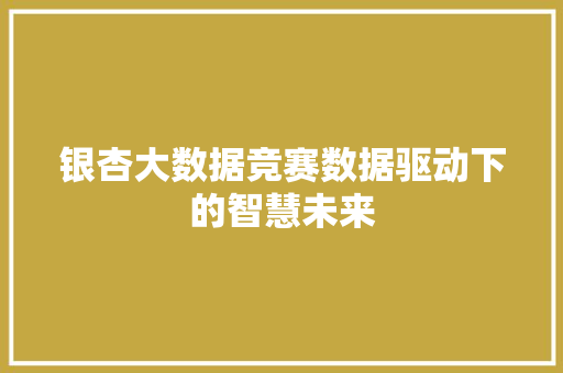 银杏大数据竞赛数据驱动下的智慧未来