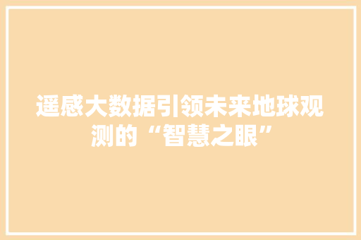 遥感大数据引领未来地球观测的“智慧之眼”  第1张