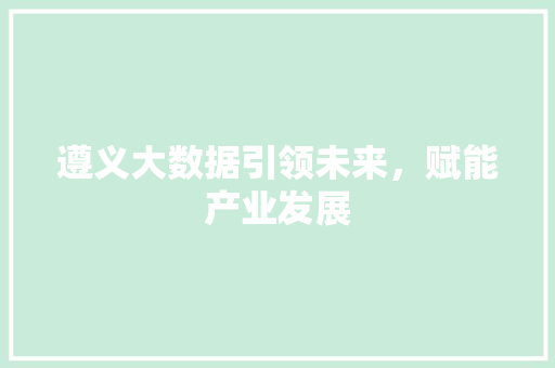 遵义大数据引领未来，赋能产业发展  第1张