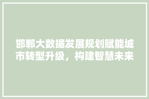 邯郸大数据发展规划赋能城市转型升级，构建智慧未来  第1张