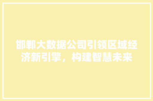 邯郸大数据公司引领区域经济新引擎，构建智慧未来  第1张