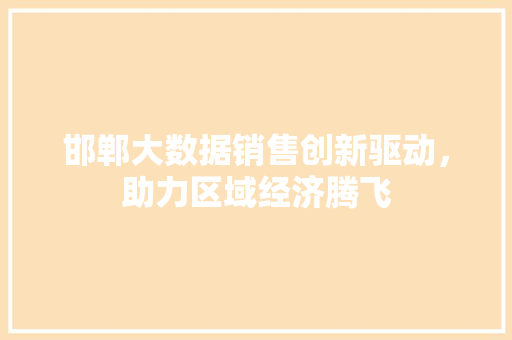 邯郸大数据销售创新驱动，助力区域经济腾飞