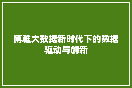 博雅大数据新时代下的数据驱动与创新  第1张