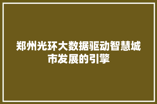 郑州光环大数据驱动智慧城市发展的引擎  第1张