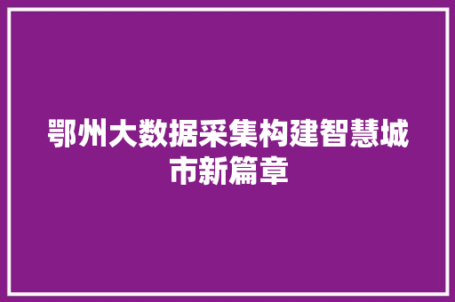 鄂州大数据采集构建智慧城市新篇章  第1张