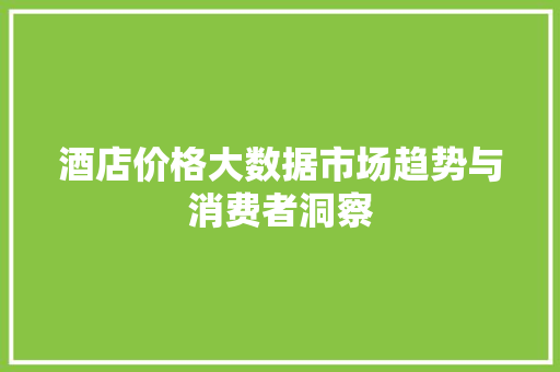 酒店价格大数据市场趋势与消费者洞察