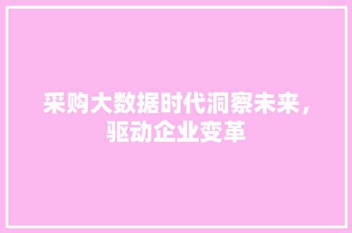 采购大数据时代洞察未来，驱动企业变革