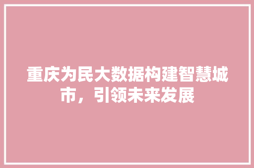 重庆为民大数据构建智慧城市，引领未来发展  第1张