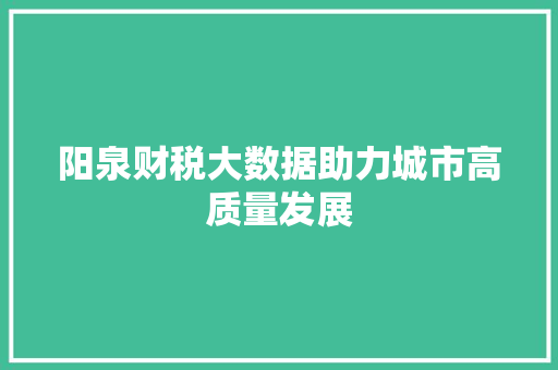 阳泉财税大数据助力城市高质量发展