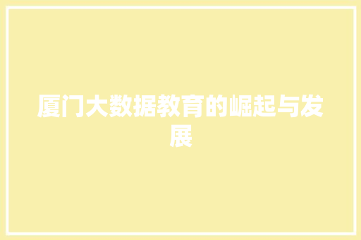 厦门大数据教育的崛起与发展