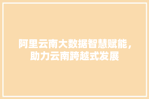 阿里云南大数据智慧赋能，助力云南跨越式发展
