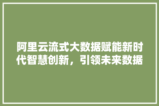 阿里云流式大数据赋能新时代智慧创新，引领未来数据革命  第1张