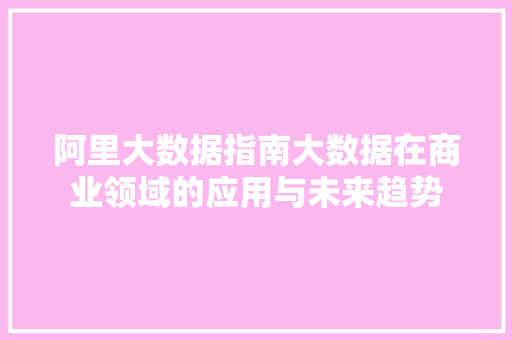 阿里大数据指南大数据在商业领域的应用与未来趋势