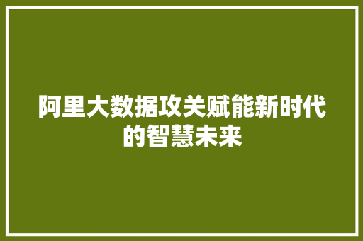 阿里大数据攻关赋能新时代的智慧未来  第1张
