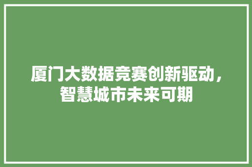 厦门大数据竞赛创新驱动，智慧城市未来可期  第1张