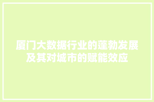 厦门大数据行业的蓬勃发展及其对城市的赋能效应  第1张