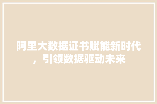 阿里大数据证书赋能新时代，引领数据驱动未来  第1张