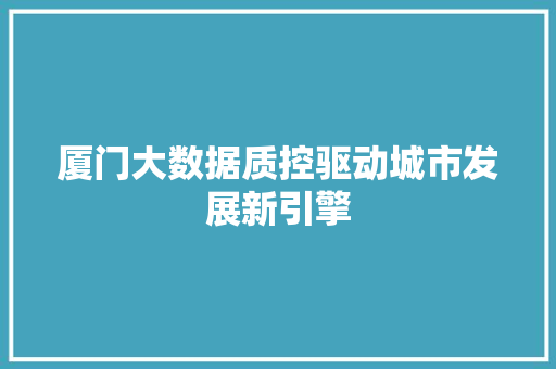 厦门大数据质控驱动城市发展新引擎