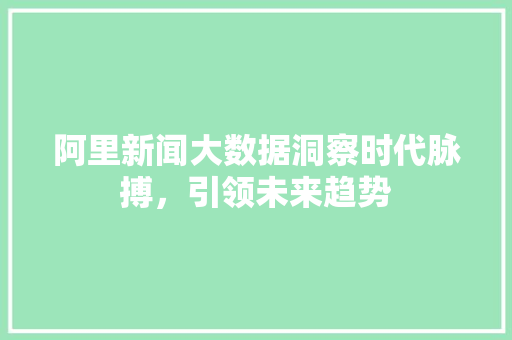 阿里新闻大数据洞察时代脉搏，引领未来趋势