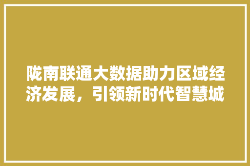 陇南联通大数据助力区域经济发展，引领新时代智慧城市建设