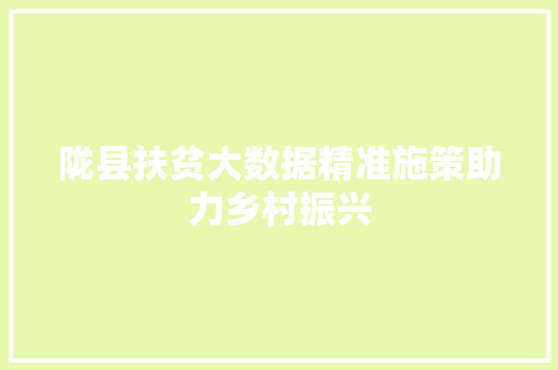 陇县扶贫大数据精准施策助力乡村振兴