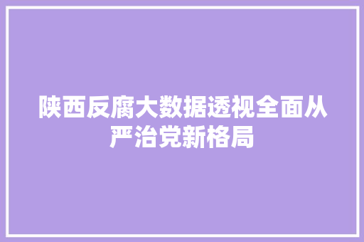 陕西反腐大数据透视全面从严治党新格局