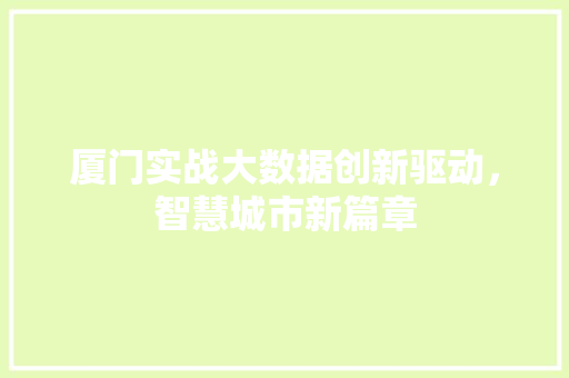 厦门实战大数据创新驱动，智慧城市新篇章