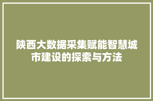 陕西大数据采集赋能智慧城市建设的探索与方法  第1张