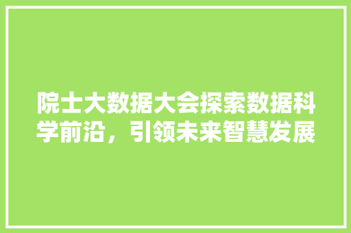 院士大数据大会探索数据科学前沿，引领未来智慧发展