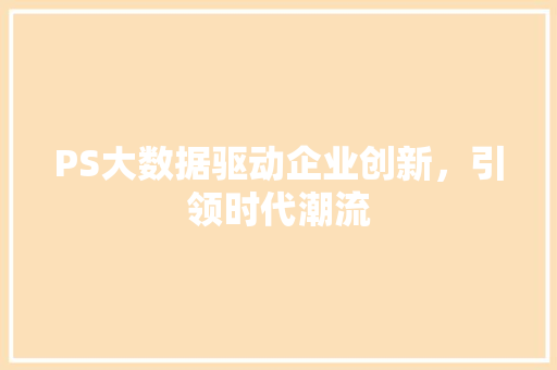 PS大数据驱动企业创新，引领时代潮流