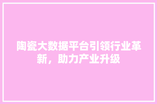 陶瓷大数据平台引领行业革新，助力产业升级