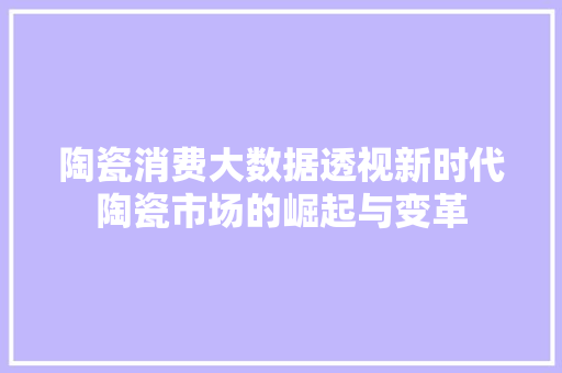 陶瓷消费大数据透视新时代陶瓷市场的崛起与变革