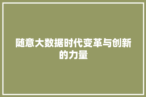 随意大数据时代变革与创新的力量