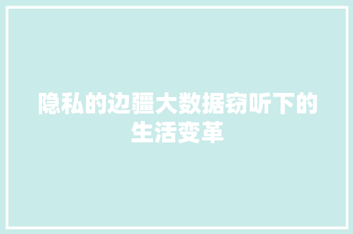 隐私的边疆大数据窃听下的生活变革